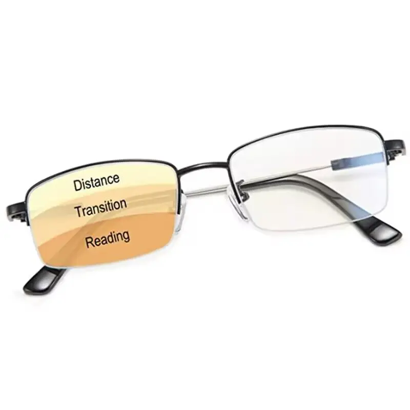 Titanium Frame Metal Progressive Multifocal Reading Glasses Bifocal Men Anti Blue Light Presbyopia Glasses Women High Quality1.5