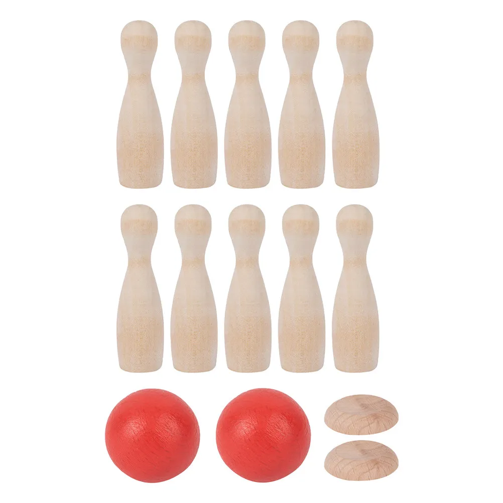 

1Set Wooden Bowling Game for Kids Natural Material No Burrs Convenient Setup Family Bonding Indoor Outdoor Entertainment