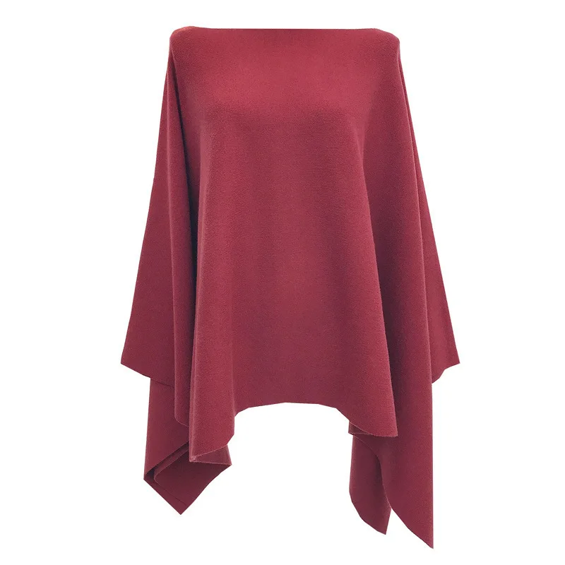 7891 Estilo francés fuera del hombro manga de murciélago chal perezoso escote Irregular capa versátil para mujer
