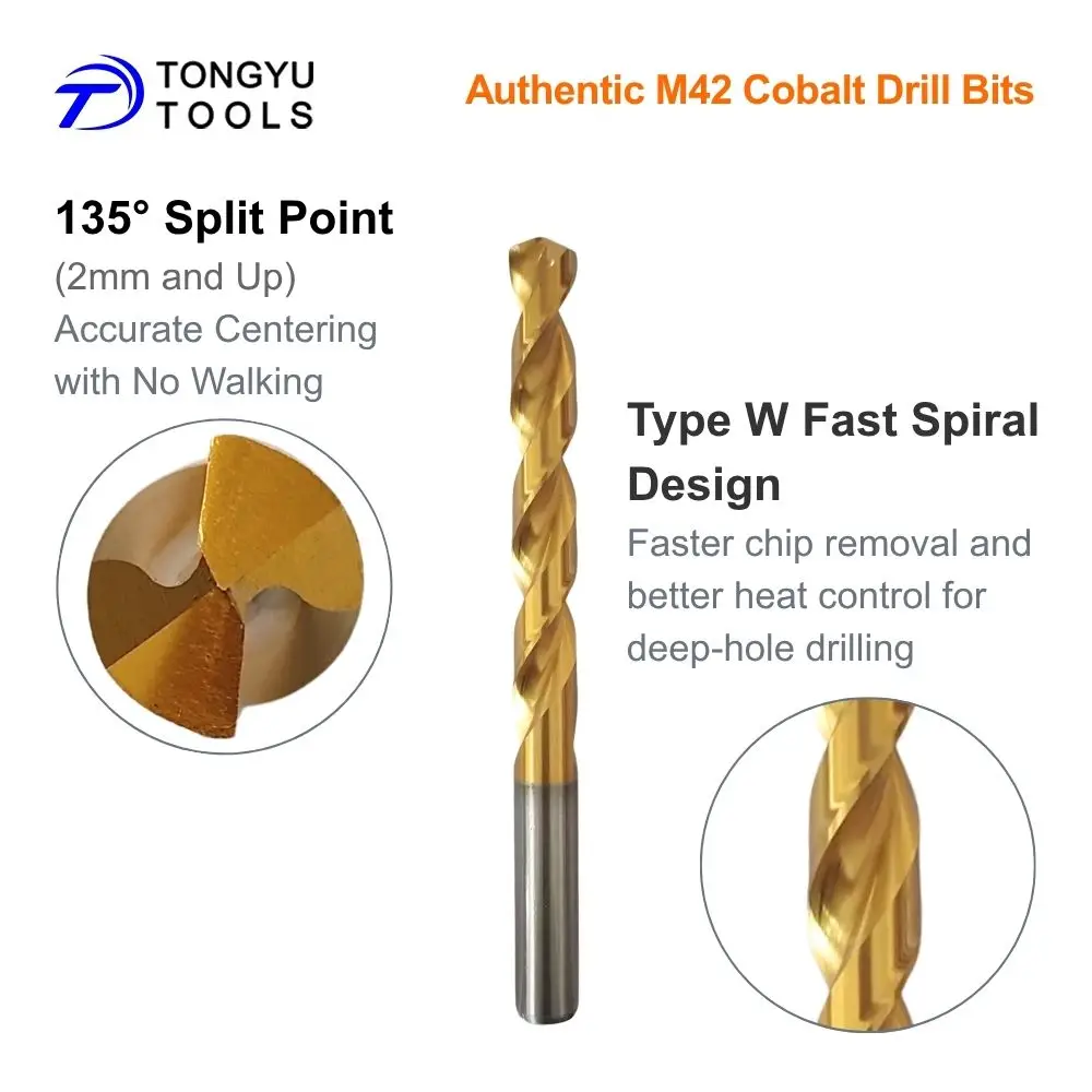 M42 Kobaltbohrer HSS Co8% Spiralbohrer TiN-beschichtet DIN338 Typ W für Edelstahl Hartmetall 1-13mm – Detail 4