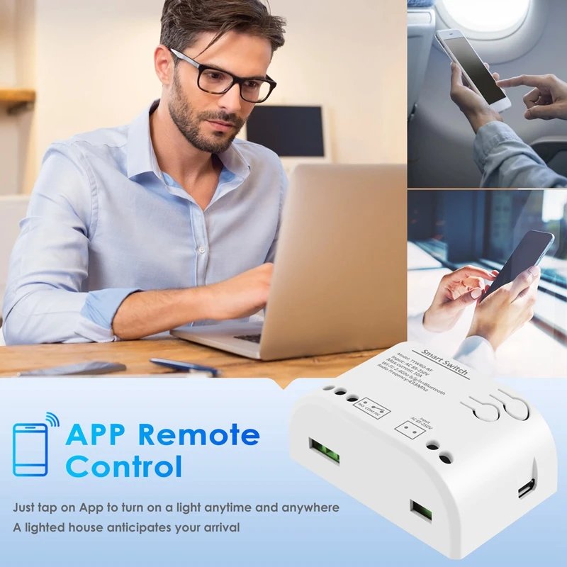 Interruptor inteligente RF de 1 canal, dispositivo con AC85-250V, WIFI, Tuya, Control remoto 433, relé de luz 10A Rele, enclavamiento de bloqueo automático