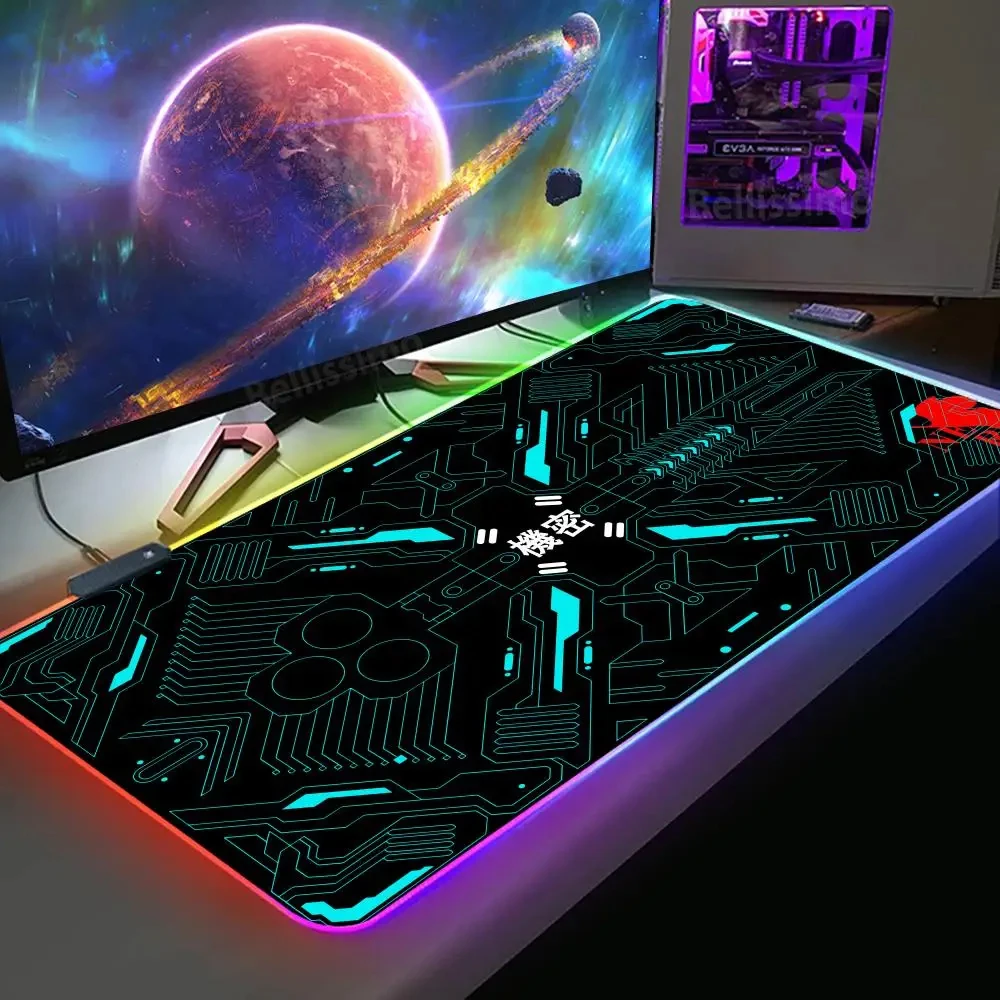 RGB Mousepad E_Evangelions PC Gaming Accessorie LED Mousepad Gamer Cabinet Rubber Carpet Keyboard Mat Computer Backlit Desk Mat