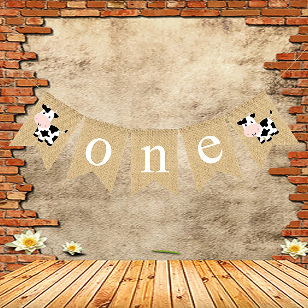

1Pcs Birthday Party Cartoon Cow Swallowtail Banner Hanging Decorative Banner for Birthday Celebration Party Hanging