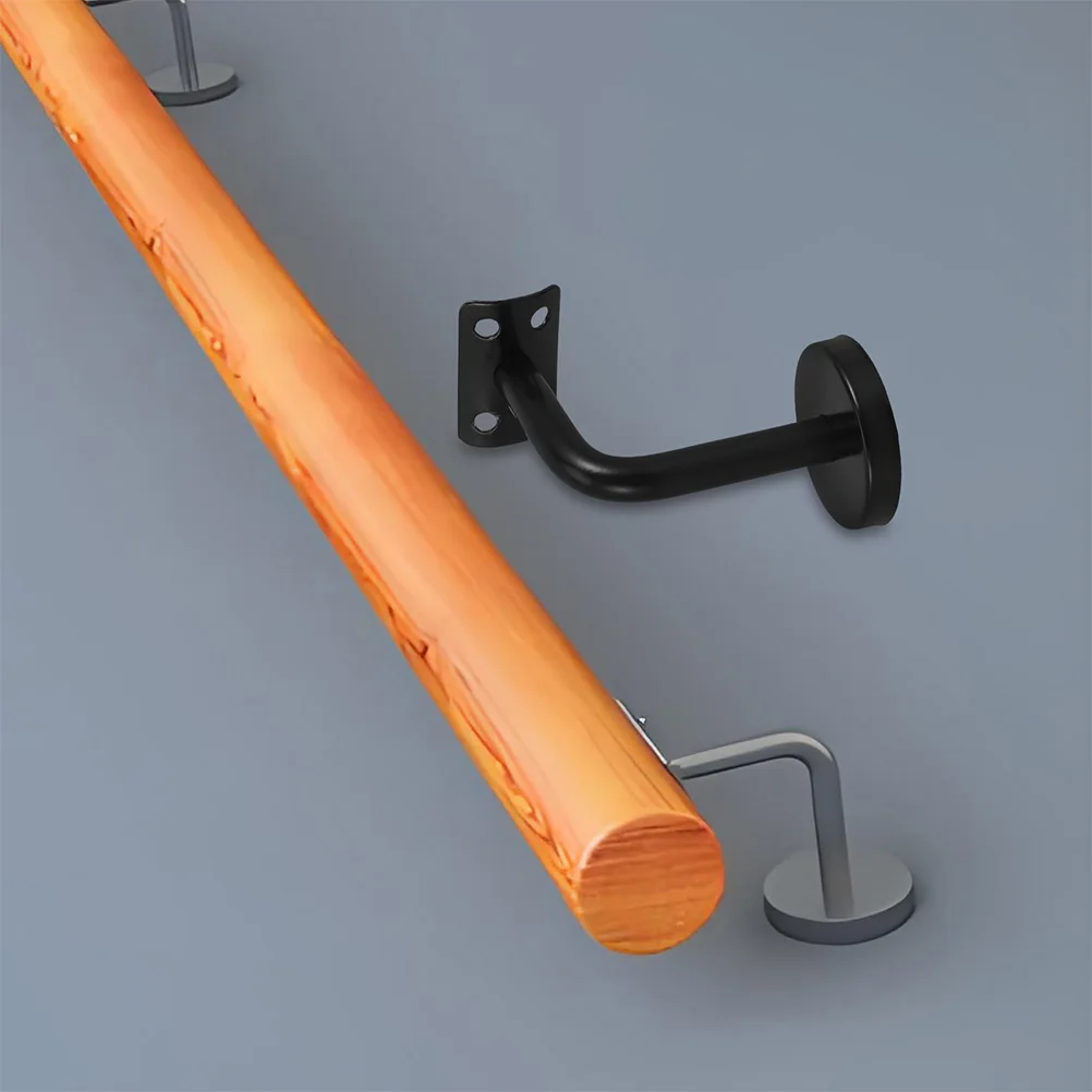 

2pcs Wall Mount Handrail Brackets Stair Rail Support Black Stainless Steel Durable Seven Bend Construction Components