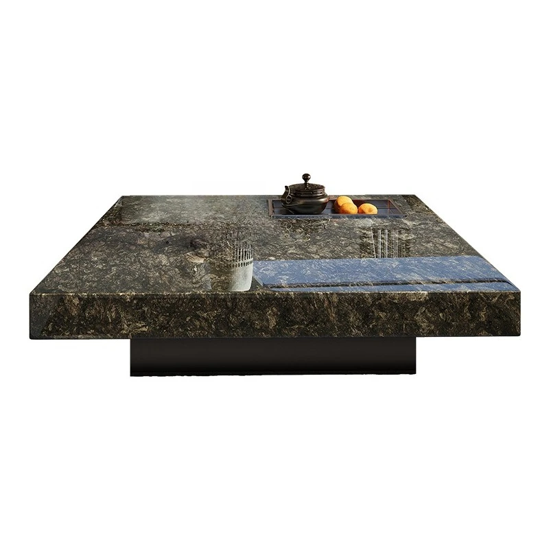 Imported natural luxury stone coffee table Modern simple villa Living room High-end square suspended coffee table