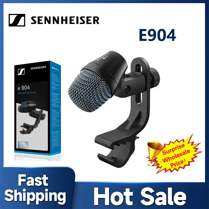 Sennheiser E904 Professional Dynamic Instrument Microphone Clip on Drum Mic for Snare Tom Percussion Live Stage Recording