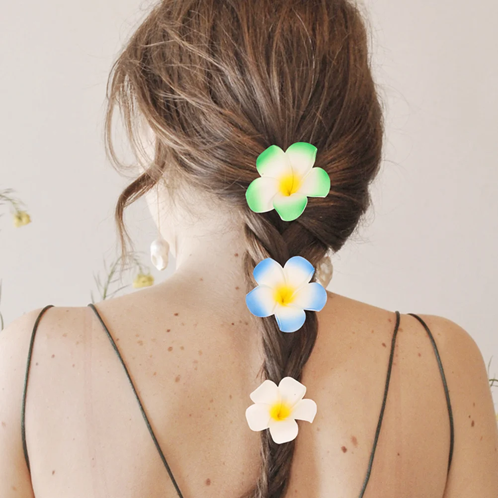 

12 Pcs Flower Hair Clips for Women Beach Wedding Party Decorative Headdress Hawaiian Accessories Hairpin Gifting Travel