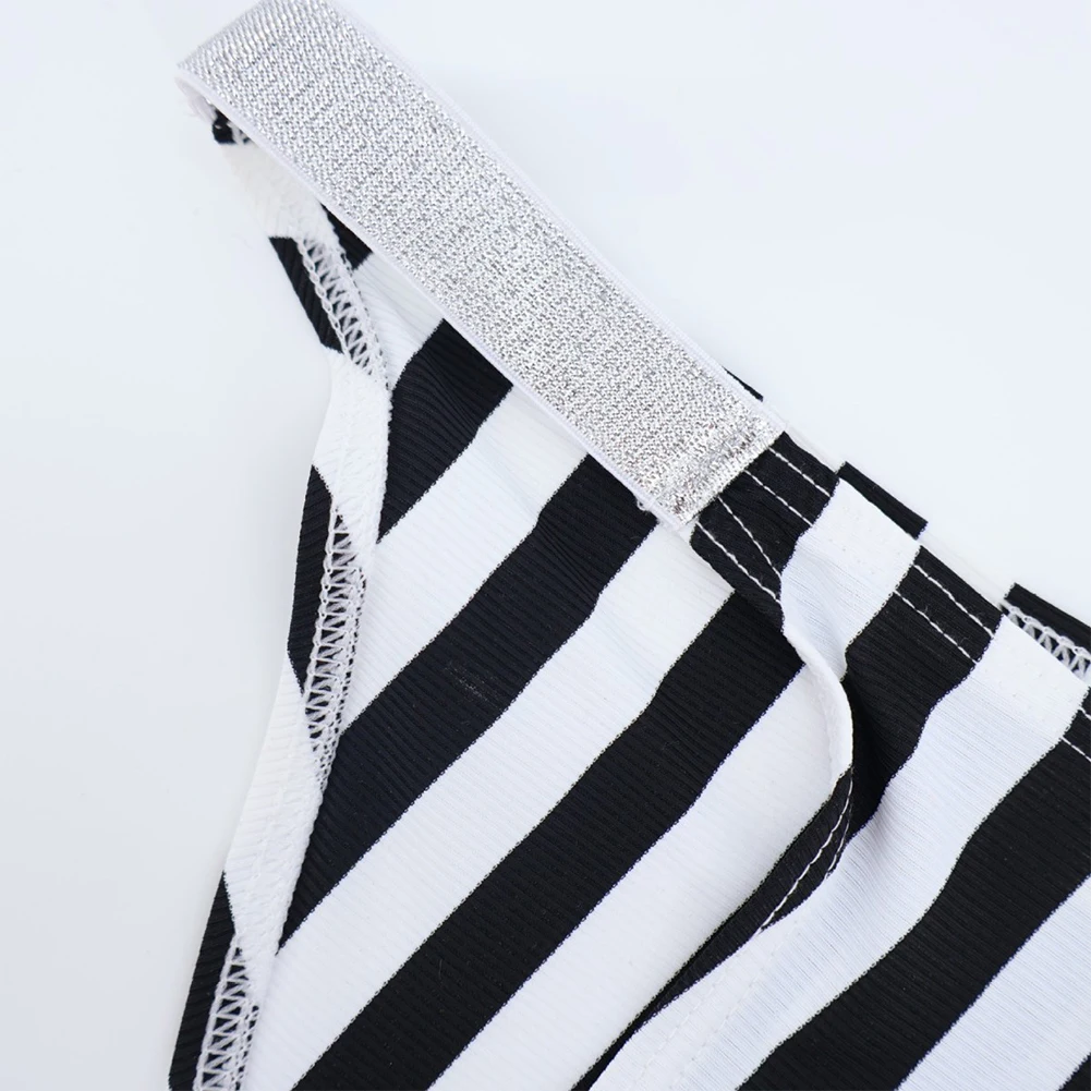 

Men Breathable Lingerie Briefs Black White Striped Low Waist Underwear Simple Casual Man Sexy Tanga Panties