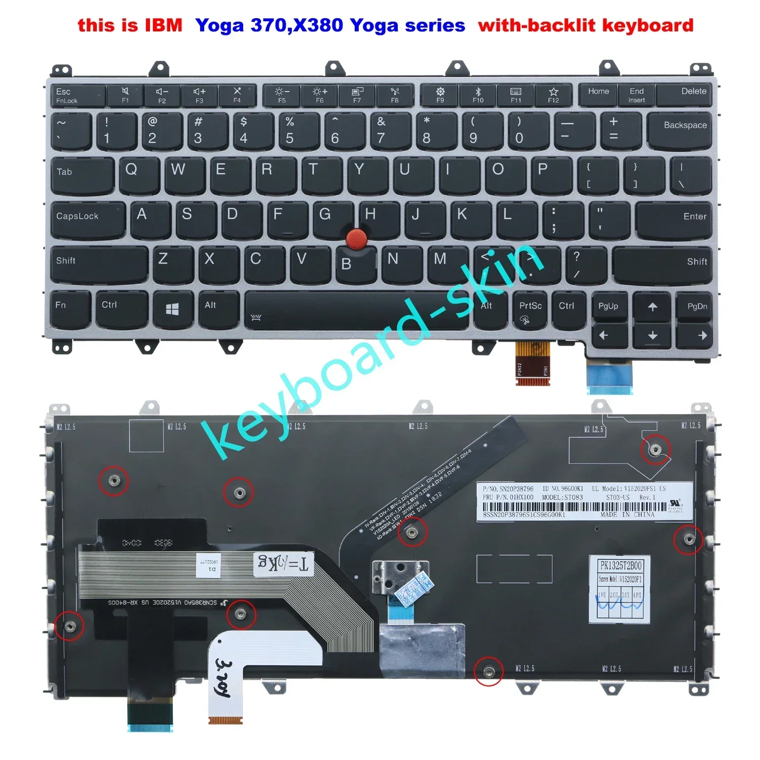 

Новая американская клавиатура с подсветкой для ноутбука серии lenovo IBM Thinkpad Yoga 370, X380 Yoga