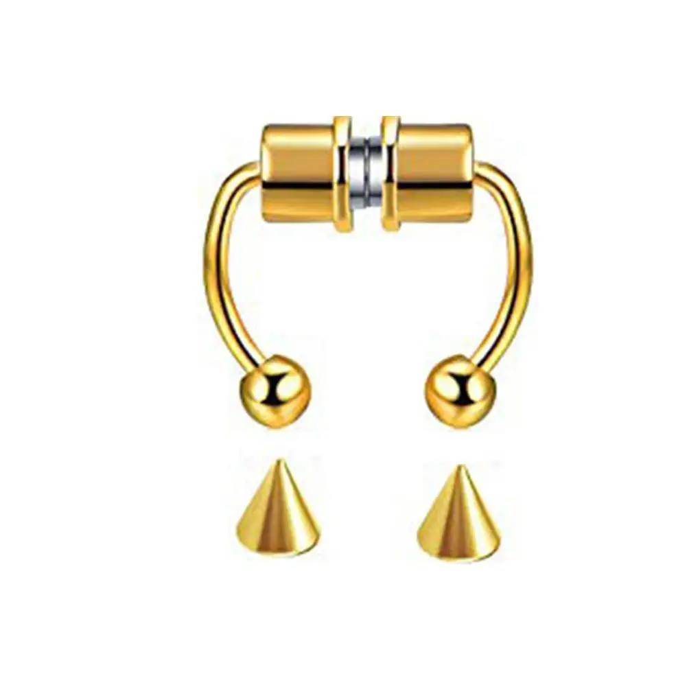 المغناطيسي وهمية ثقب الأنف النساء فو ثقب المجوهرات وهمية ثقب هوب الشفاه الحاجز الأنف موضة الشرير مجوهرات للجسم