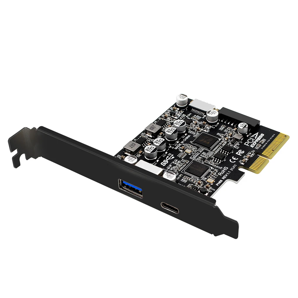 

PCIe3.0 to USB3.2 Adapter Card Type-C Front 10Gbps PCI Express PCI-E USB 3.2 Controller Add on Card TypeE 19P/20P Expansion Card