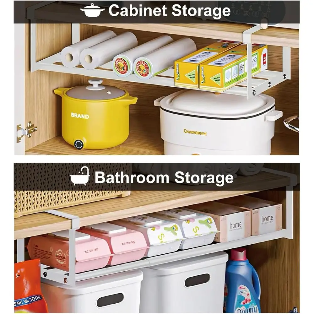 Expandable Shoe Rack Organizer - Adjustable Shoe Rack & Under Cabinet Shelf - for Shoe or Clothing Storage and Organization, Und