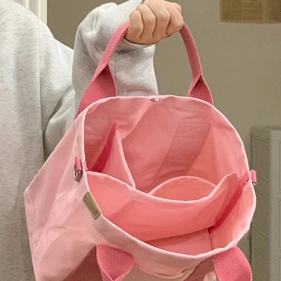 Women Niche Canvas Tote Bag 2026 Early Autumn New Multi‑layer Crossbody Bag Simple Casual Lunch Handbag for Ladies
