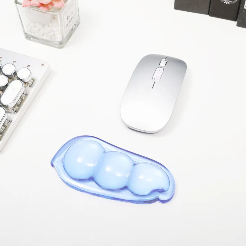 Silicone Wrist Rest Pad Bean Shape Transparent Cooling Gel Support for Office Gaming Ergonomic Soft Cushion