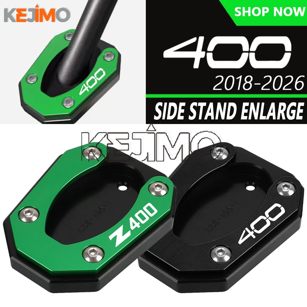 Motorcycle Foot Side Stand Extension Pad Support Plate Enlarger For Kawasaki Ninja 400 Z400 2018 2019 2020 2021 2022 2023 2024