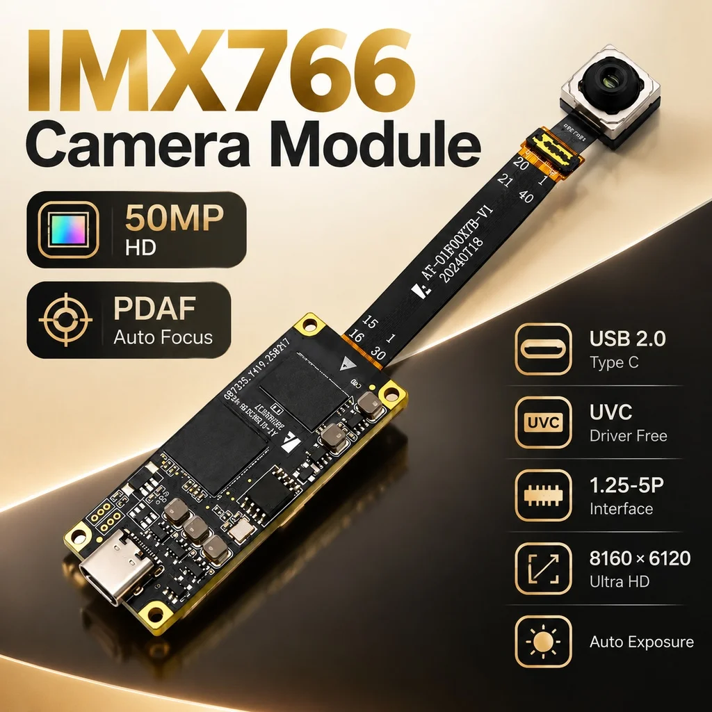 IMX766 Camera Module with 50MP HD PDAF Auto Focus USB 2.0 Type C  UVC Driver Free 1.25-5P Interface 8160*6120  Auto Exposure