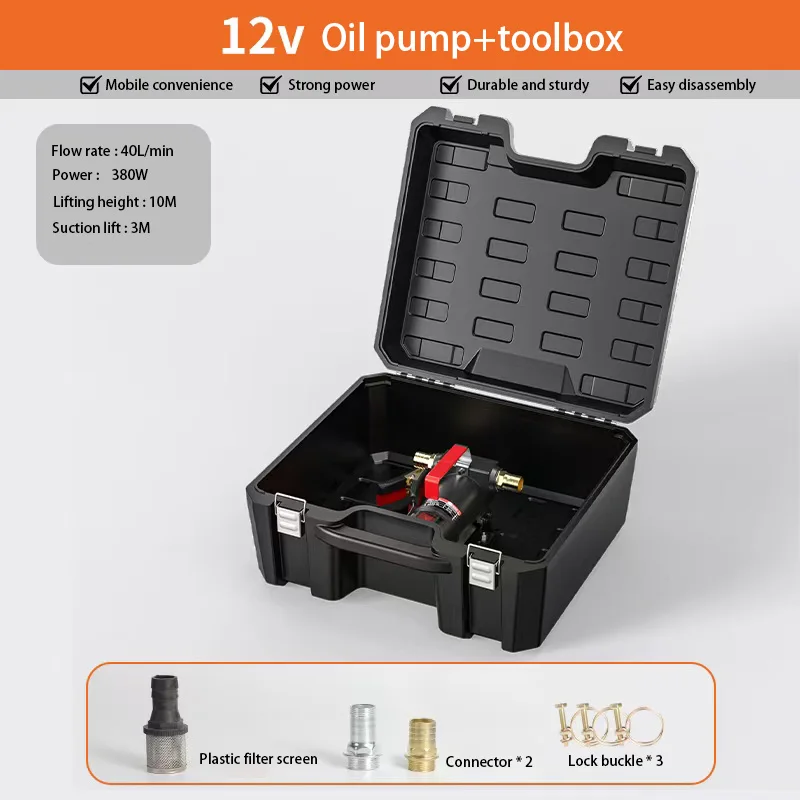 

Mobile Oil Pump Tool Kit 12V/24V/220V Fuel Transfer Pump High Flow Portable Diesel Fuel Dispenser Fully Automatic Refuel Machine