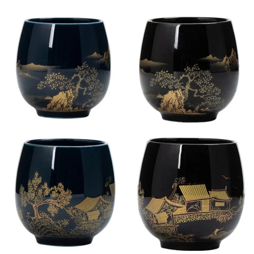 

Japanese Style 180ml Ceramic Teacup High-capacity Kiln Transformation Jilan Teacup Black Glaze Pottery Water Cup for Tea Lovers
