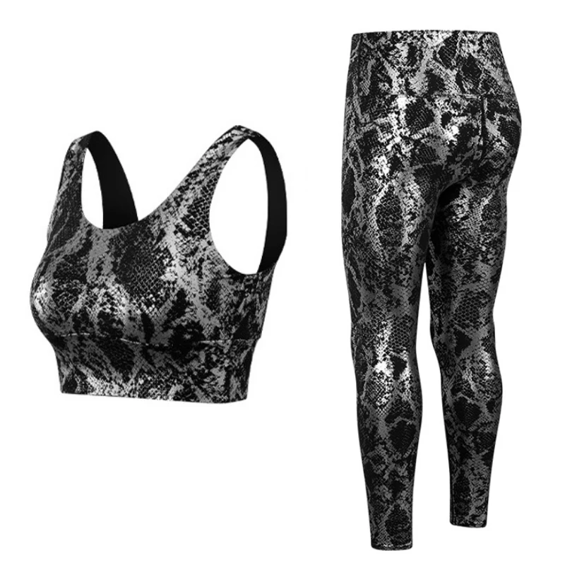 Snake Pattern Yoga Set Women Fitness Sports Suit Gym Two Piece Suit Yoga Wear Sports Bra Push Up Workout Leggings