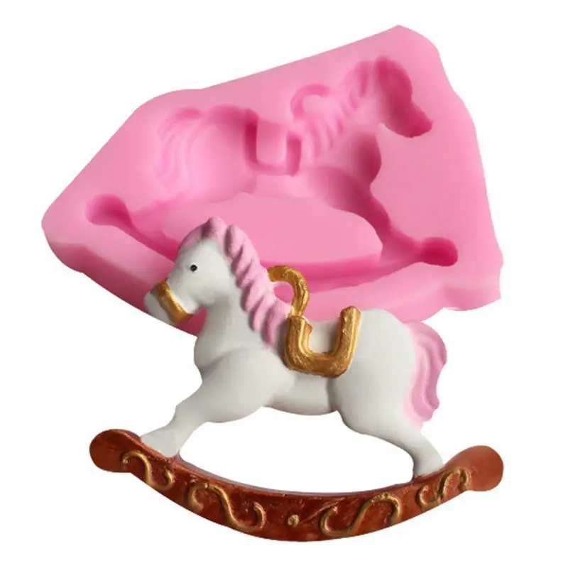 Resin Rocking Horse Silicone Mold Kitchen Baking Tool DIY Cake Pastry Fondant Moulds Dessert Chocolate Cake Decoration Supplies