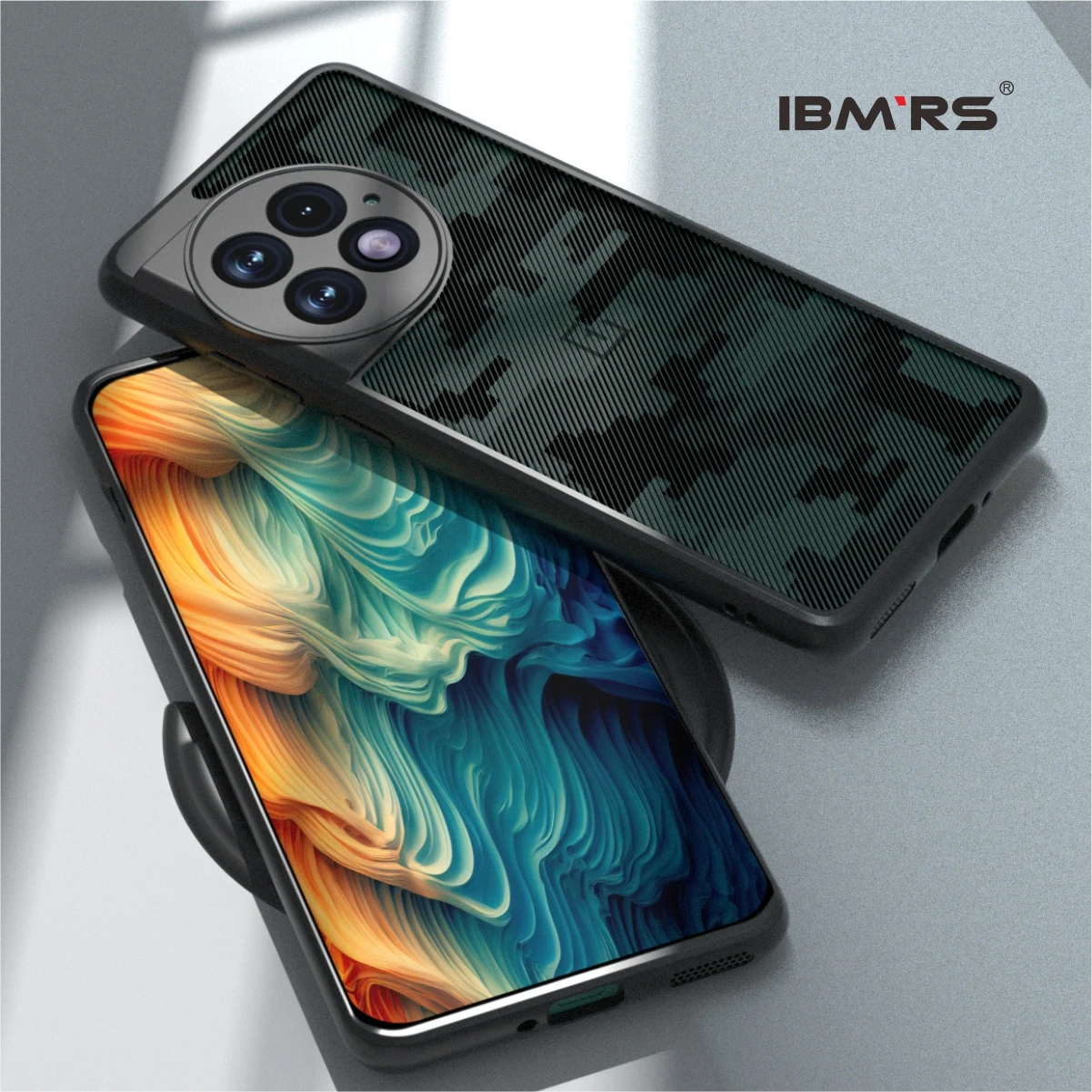 

IBMRS-Anti-Scratch Dual Coating Case, Compatible with OnePlus Ace 2 Pro, Camo Clear Hard Back, Shockproof Protective Cover