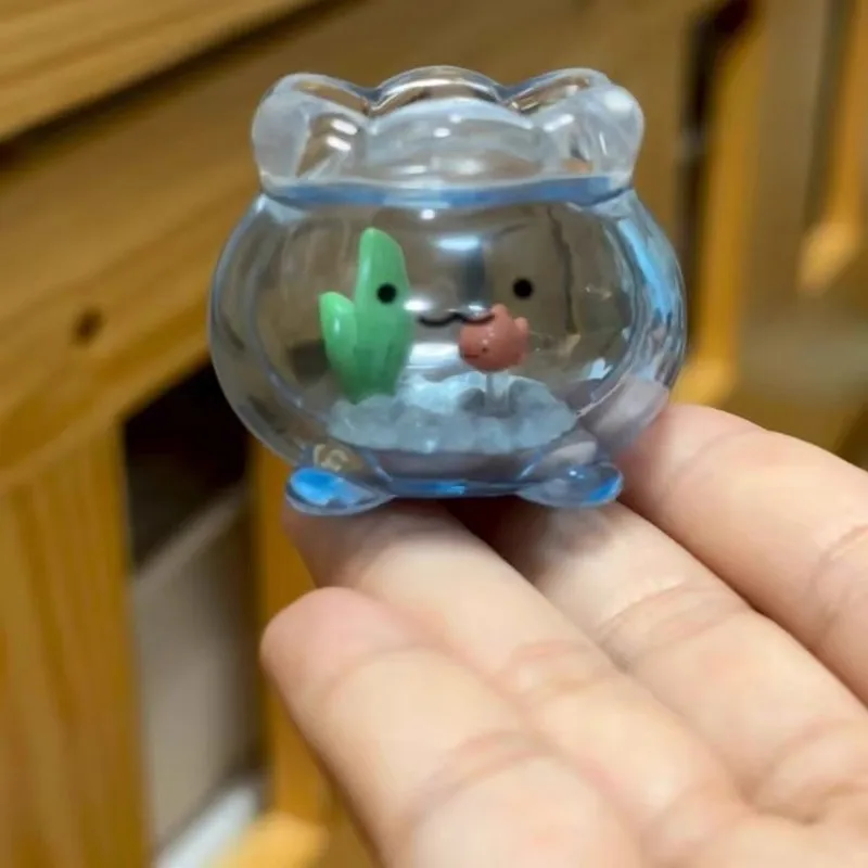 

New Product In Stock Transparent Mini Transparent Goldfish Tank Jun Expression Blind Box Desktop Decoration Cute Souvenir Gift