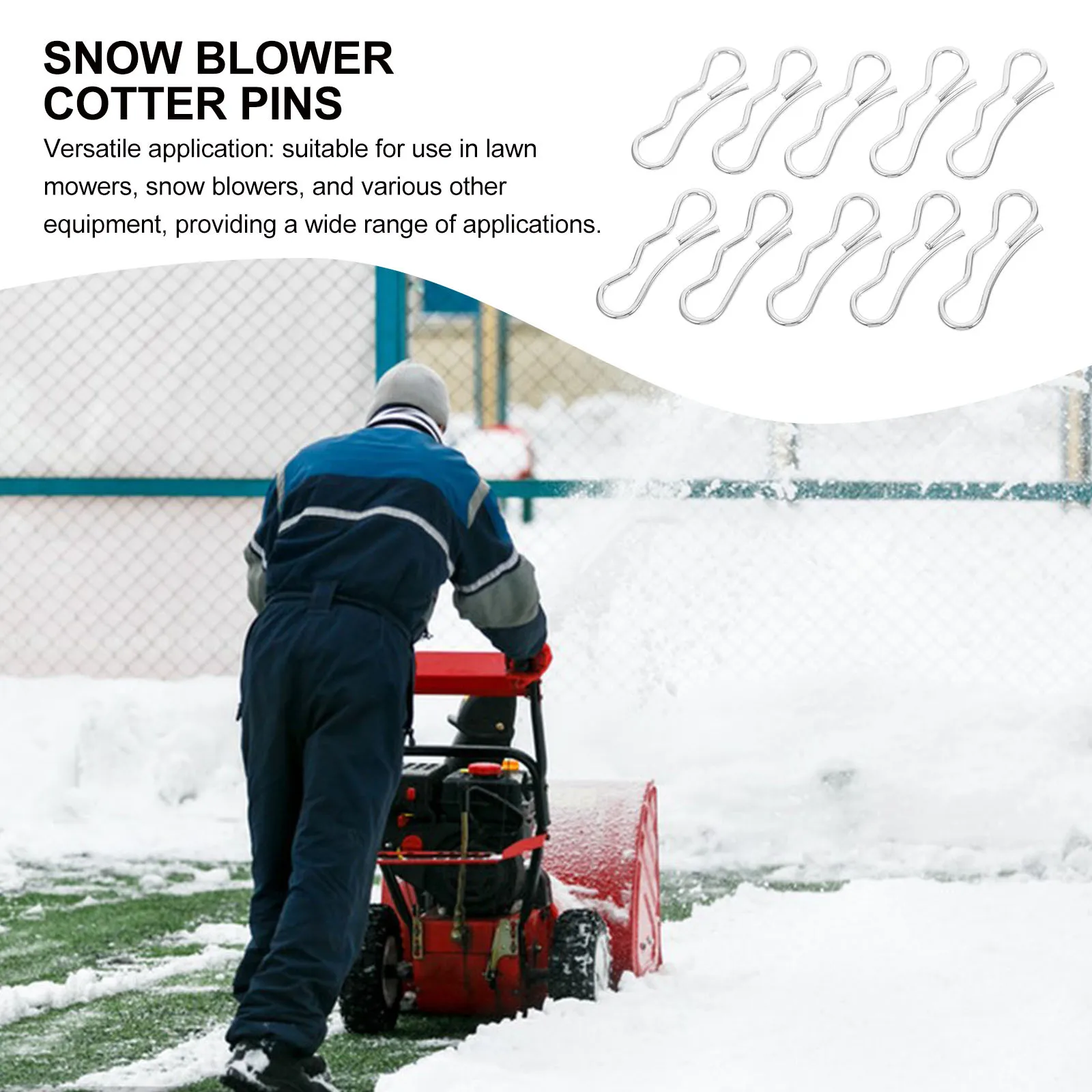 

10pcs Iron Cotter Pins For Snow Blower Chute Control Impeller Kit Belt Universal Key Power Cord Lawn Mower Snow Removal Machine