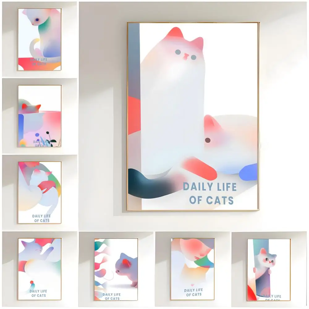 Cute healing kitten Poster Premium Wall Decor Modern Home Poster Unframed