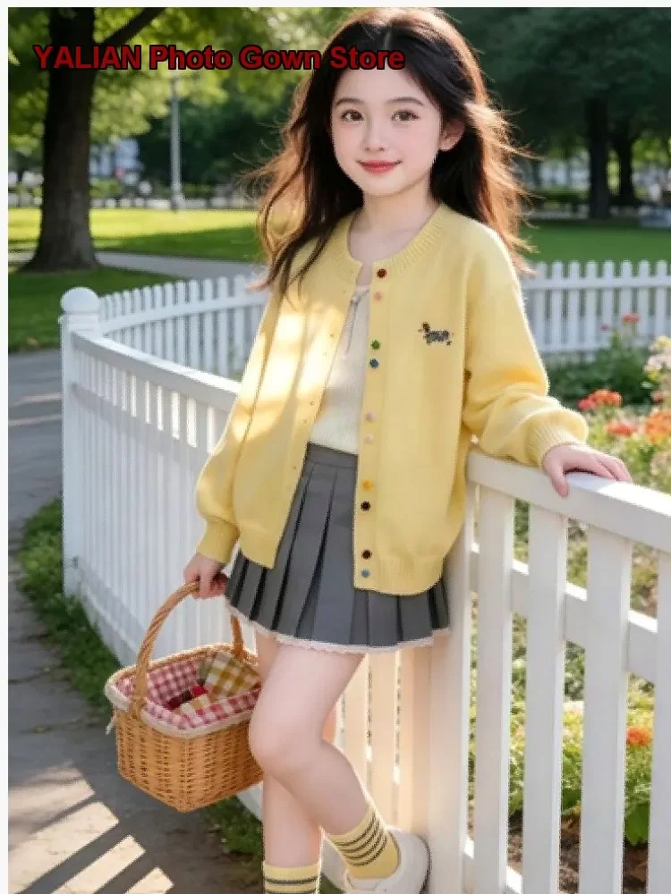 Girls Knit Top Kids Autumn Stylish Girl Outwear Middle Older Kids