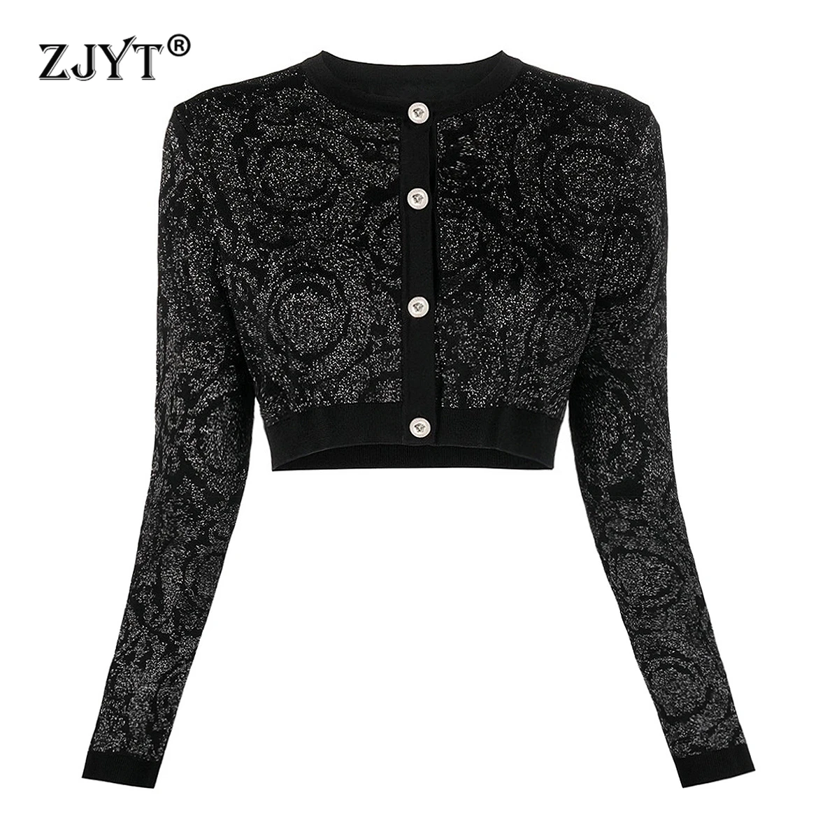 

ZJYT Spring Autumn Fashion Long Sleeve Knitted Cardigans Sweaters for Women Vintage Casual Knitting Tops Vest Skirt Black