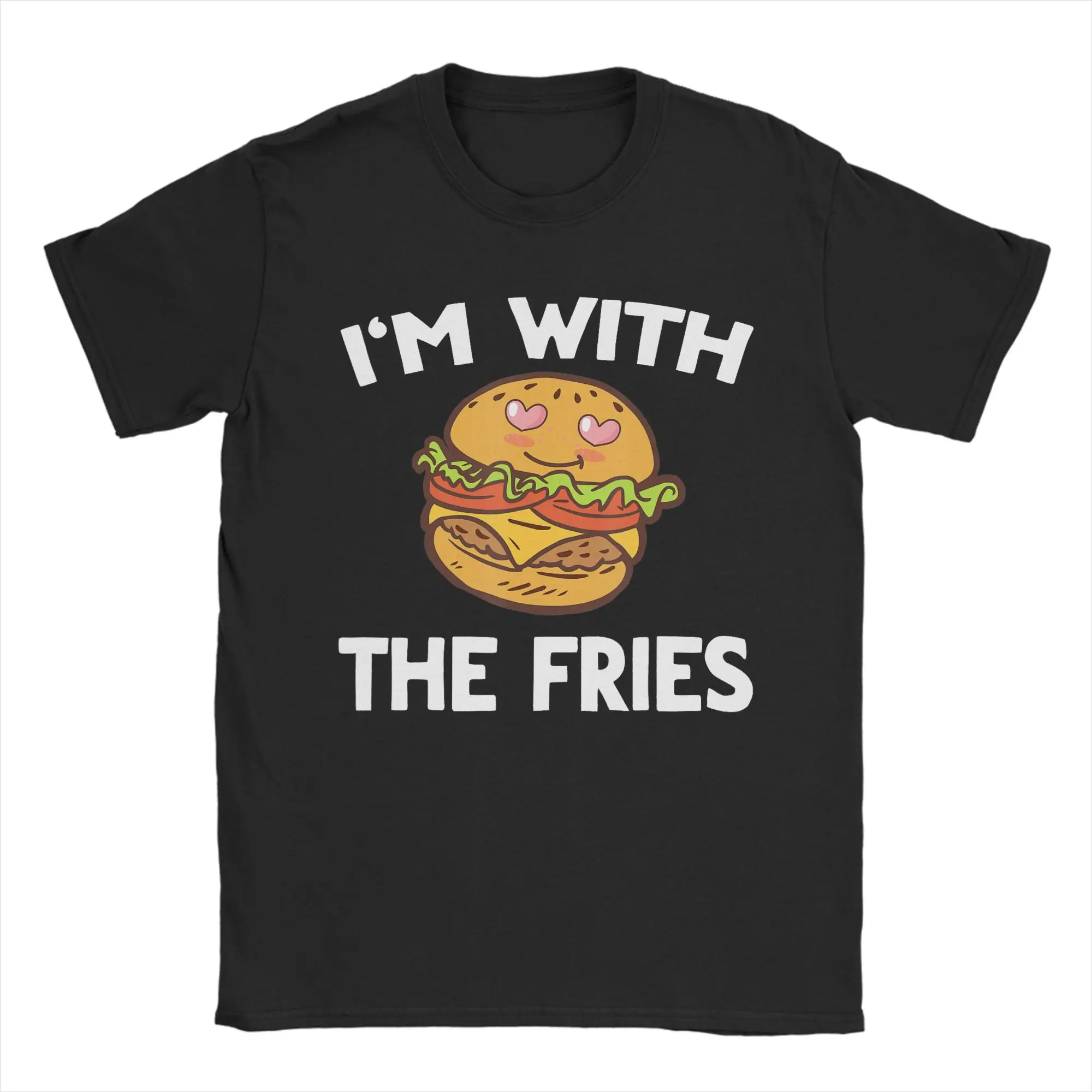 Hamburger French Fries Combo Snacks Fast T Shirts for Men Pure Cotton Funny T-Shirts Crewneck Friends Tees Short Sleeve Tops