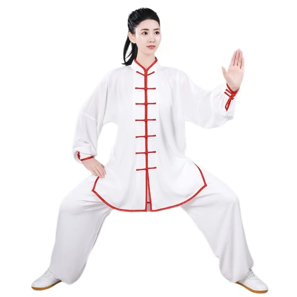 Unisex Cotton Silk Tai Chi Suit Short Long Sleeve Traditional Chinese Kung Fu Costume Loose Wushu Competition Training Uniform