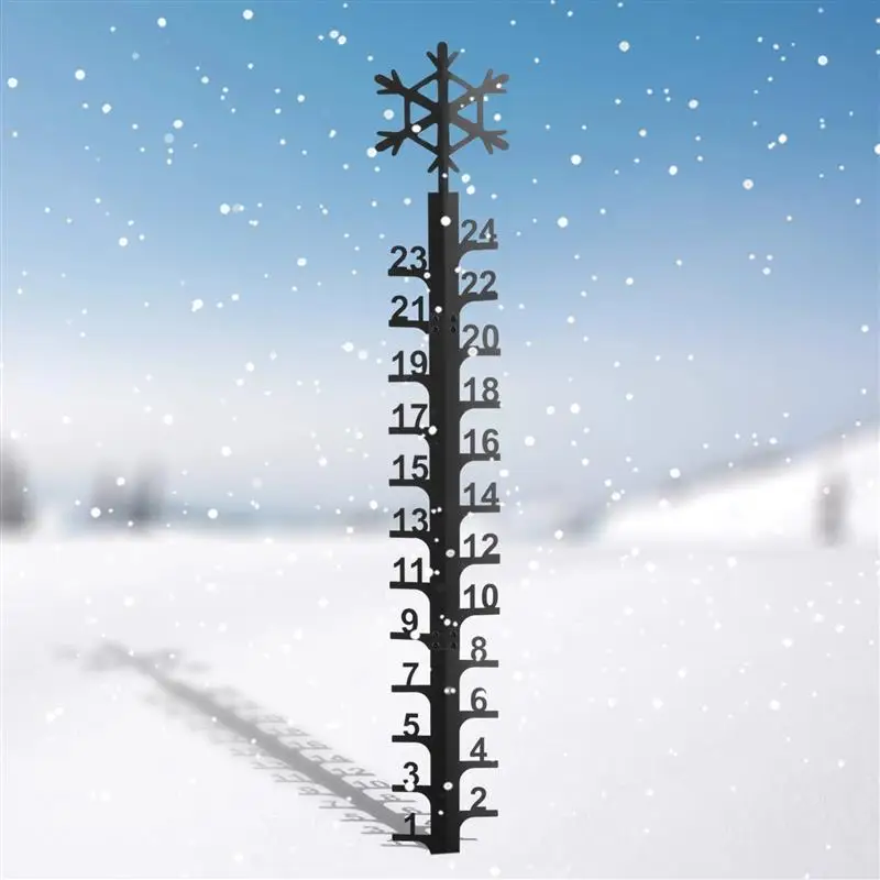 Snow Gauge 24In Snowfall Measuring Gauge Snowflake Snow Measuring Stick Metal Snow Ruler Outdoor Decor For Garden Yard Patio