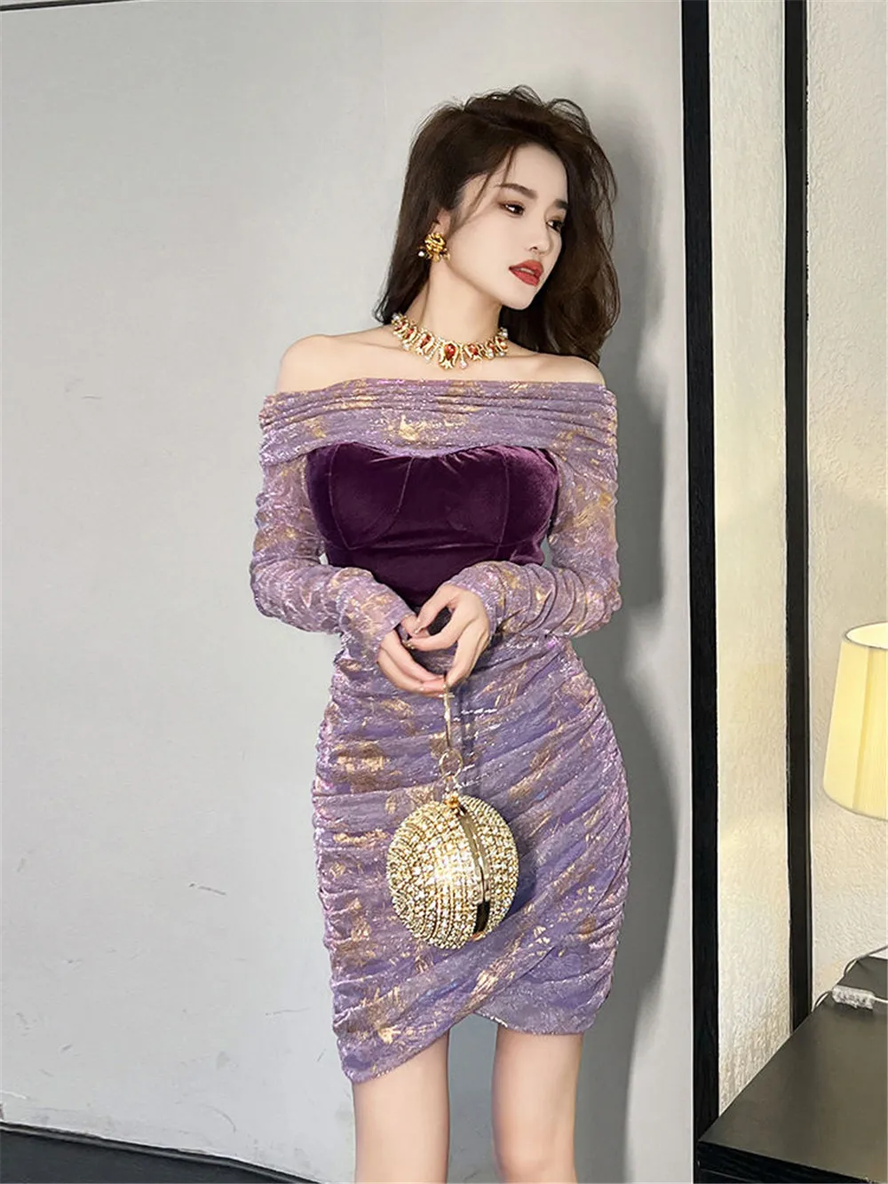 

Women's clothing 2024 new spring socialite dress with belly covering and slim fit, fashionable and versatile pleats, comfortable