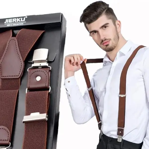 Men's Elastic Suspenders Solid Color