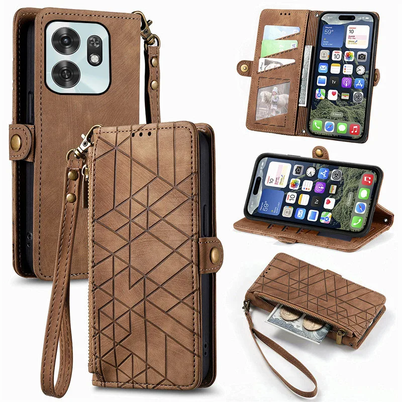 

geometric pattern leather Cover For Honor X6d X5d X8d X9d X6c X8c X9c X5b X5c PIus shockproof many card Slot Wallet phone Case