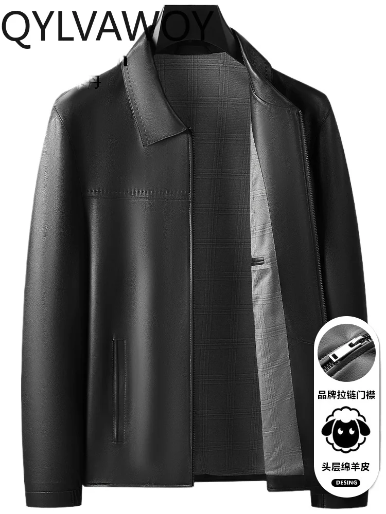 

QYLVAWOY куртка из натуральной кожи, зимняя стильная куртка из овчины с лацканами Haining, элитная мужская одежда, новинка 2025 года, верхняя одежда LJ2609