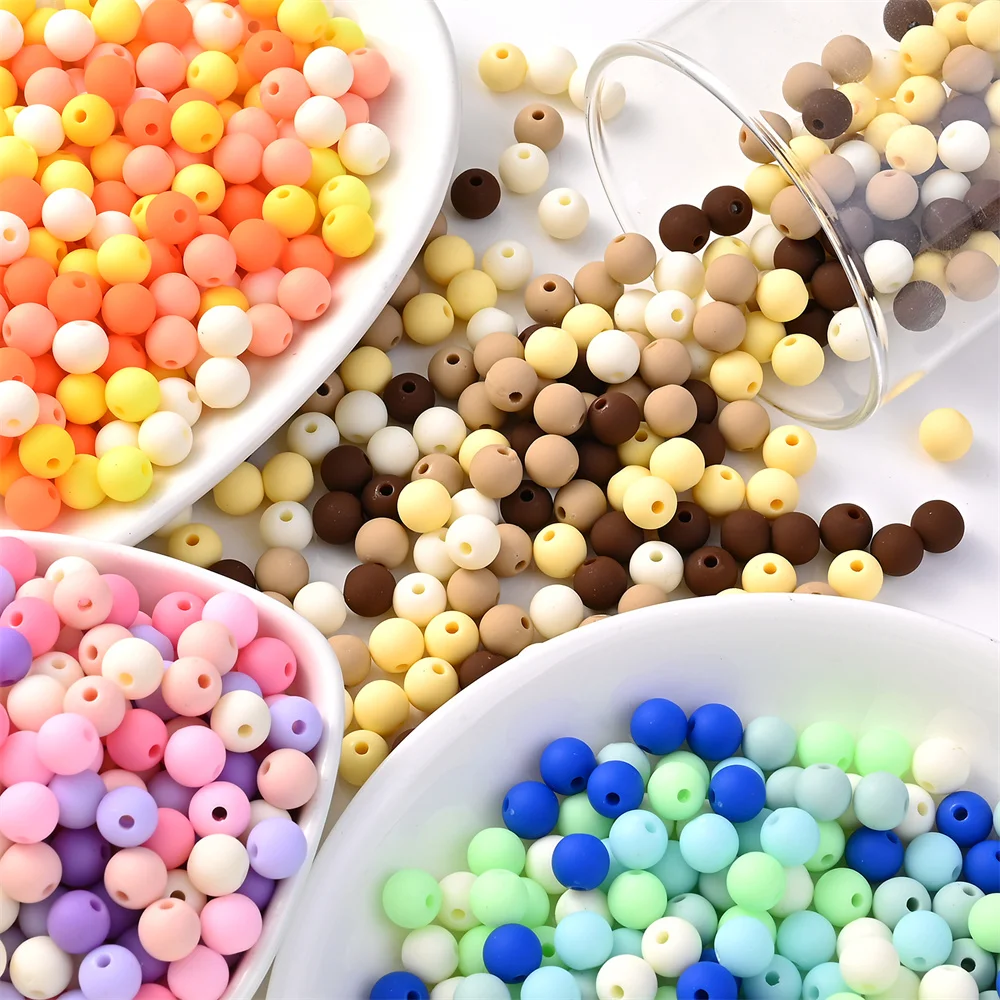 6mm 8mm Mixed Color Frosted Beads Colorful Acrylic Round Loose Spacer Beads for Diy Bracelet Phone chain Jewelry Making supplies