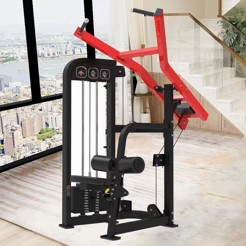 Commercial high-tension pull-down trainer and seated rowing machine steel fitness rack trainer