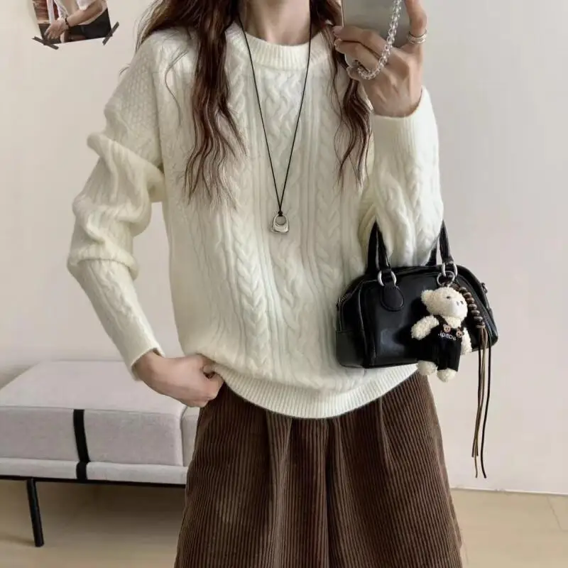 

Модный повседневный женский свитер, мягкий вязаный топ, свободный крой, уютный осенне-зимний модный повседневный свитер, теплый вязаный свитер