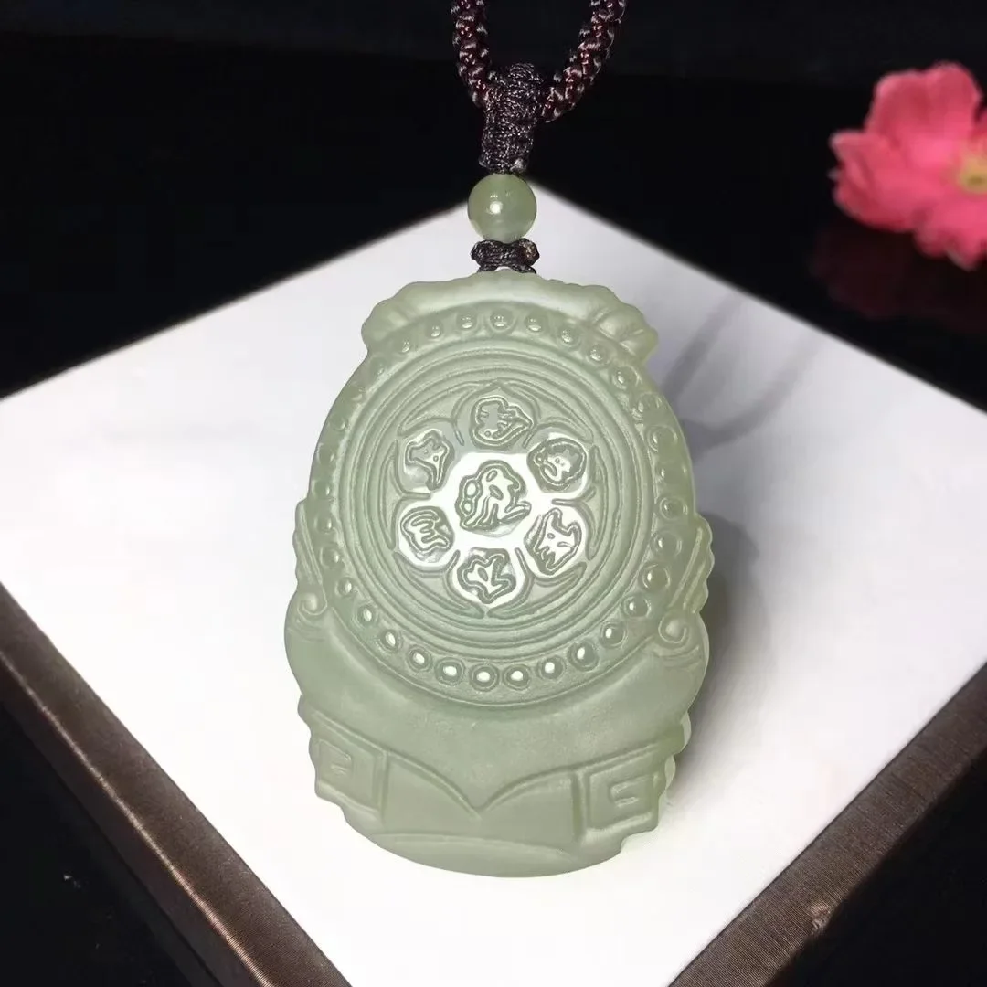 Natural 100% real cyan hetian jade pendant necklace hand-carved Guanyin necklaces pendants man woman jade jewelry Bless peace