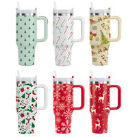 40oz Stainless Steel Insulated Tumbler Vacuum Double Wall with Handle Straw Leakproof Laser Engraved Name Logo Thermal Travel