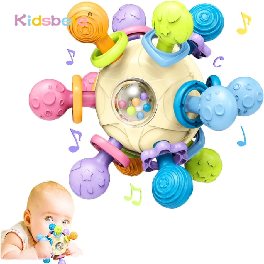 Montessori aperto chocalho bola brinquedo bebê dentição brinquedo 0-6 3-6 6-12 meses tempo da barriga habilidades motoras brinquedo sensorial agarrar atividade brinquedo