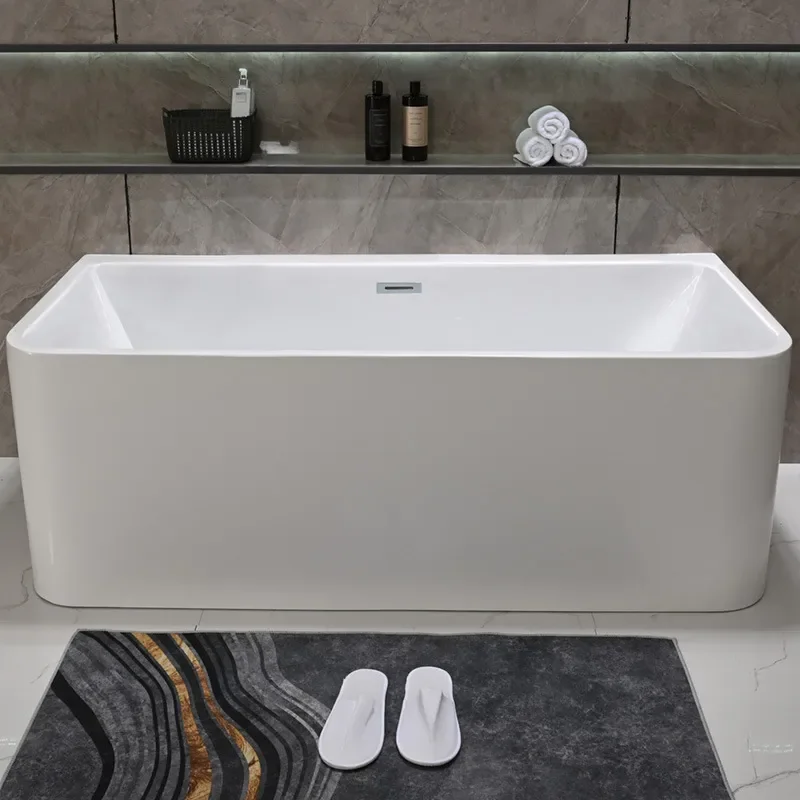 for Seamless Integrated Rounded Anti-collision Angle Square Bathtub Acrylic Freestanding Adult Household Hotel Bath Tub