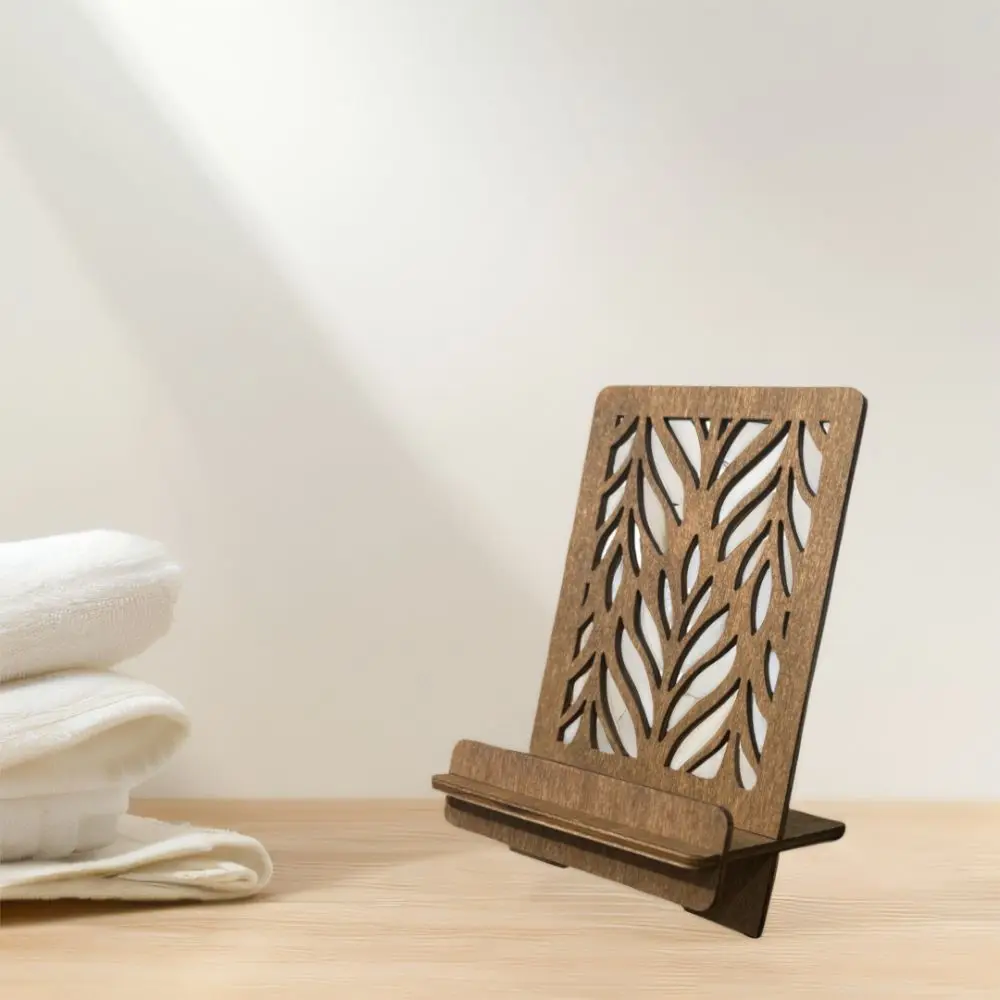 Home Decor Hollow Desktop Phone Holder Boxwood Leaves Pattern Stand Bracket with Charging Port Stable Cellphone Standing Women