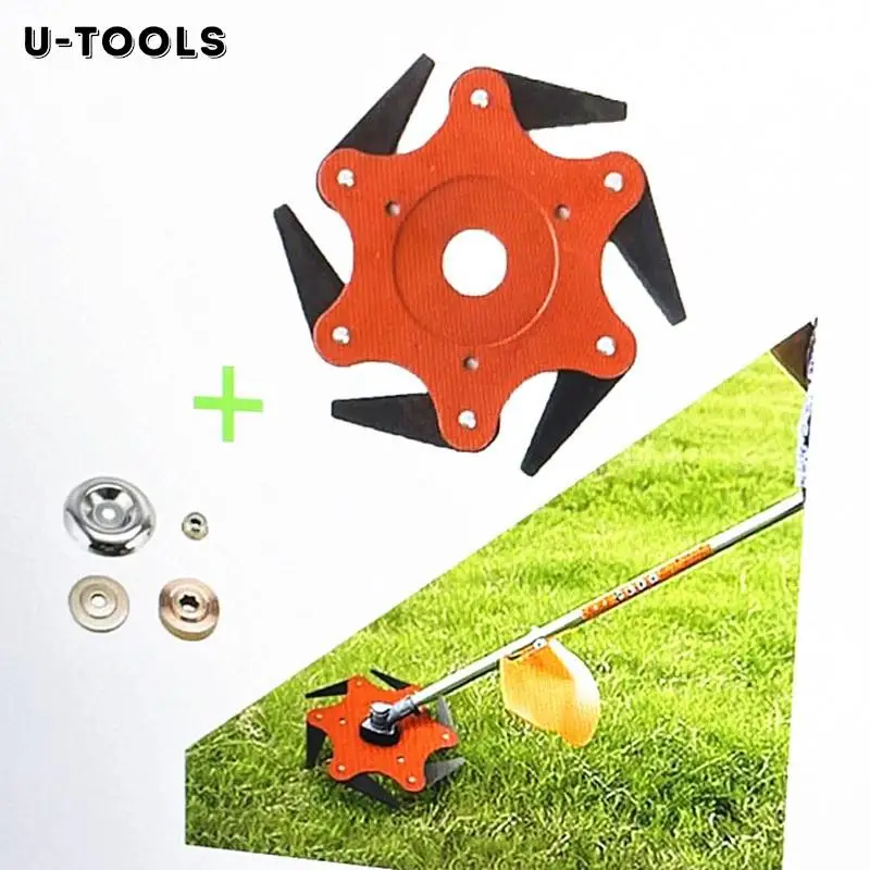 

U-TOOLS Lawnmower 6 Blade Knife Metal Blades Grass Cutter Trimmer Cutting Rotary Mowing Disc Brush Cutter Garden Tools