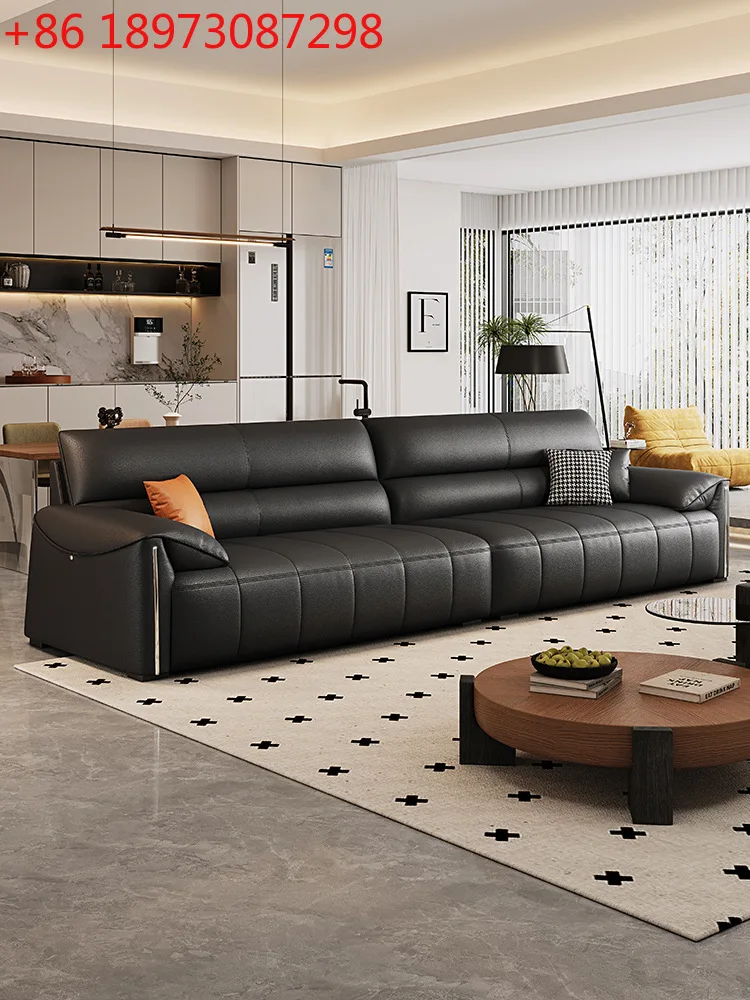 

Кожаный диван из желтой воловьей кожи, итальянский минималистичный диван для гостиной, прямой ряд, элитный диван