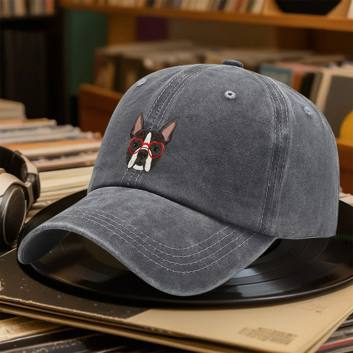 Design Boston Terrier Dog Glasses Design Baseball Cap Beach Hat Hiking Hat Unisex Light Couple Leisure Fashion Headwear Great Gi