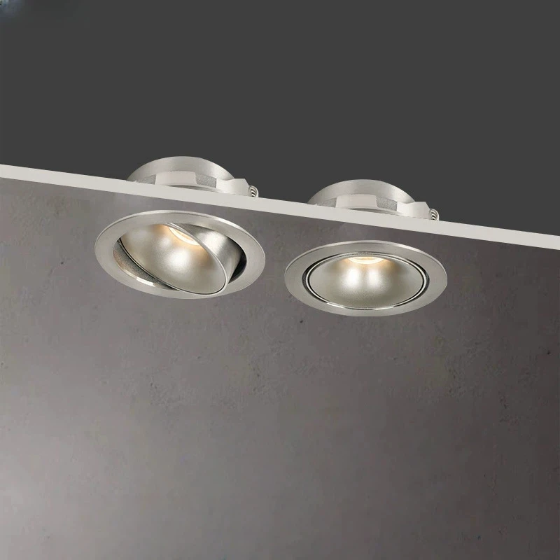 Embedded Ultra-thin Lamp Electroplated Retro Industrial Style No Main Light Silver Opening 75MM 95MM Anti Glare 5W 12W AC85-260
