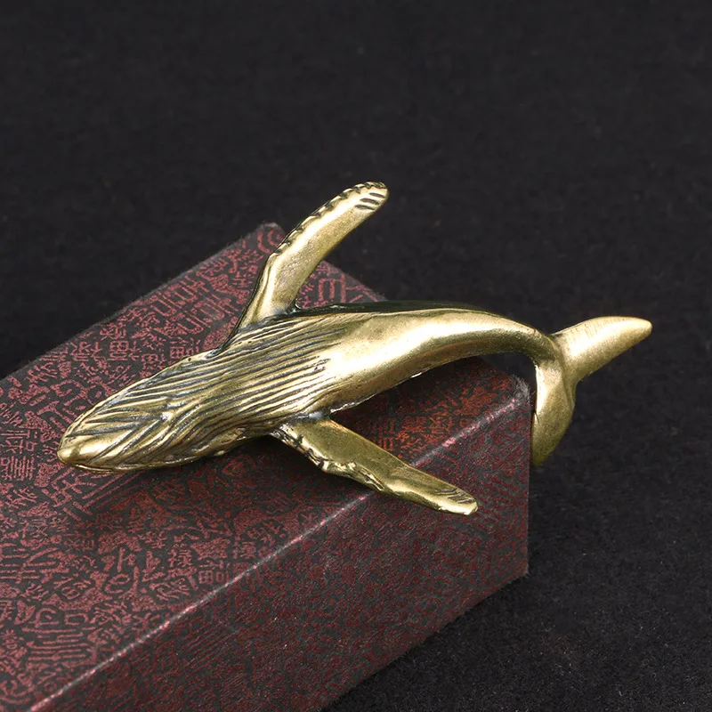 Solid Brass Whale Figurines Vintage Sea Animal Small Statue Desktop Ornaments Office Decorations Crafts Accessories Child Gifts